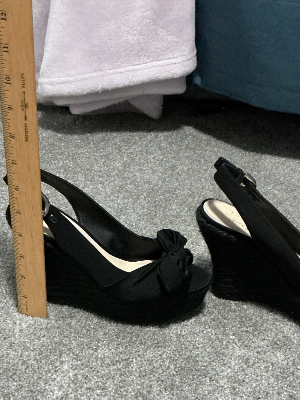 Franco Sarto Black Knot Wedge Slingbacks